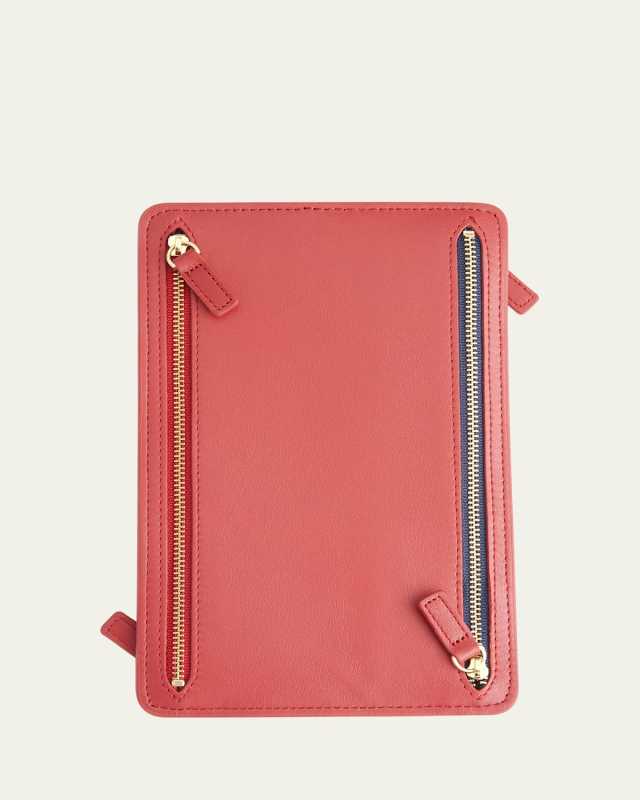 Monogrammed Leather RFID Blocking Foup Zip Travel Organizer